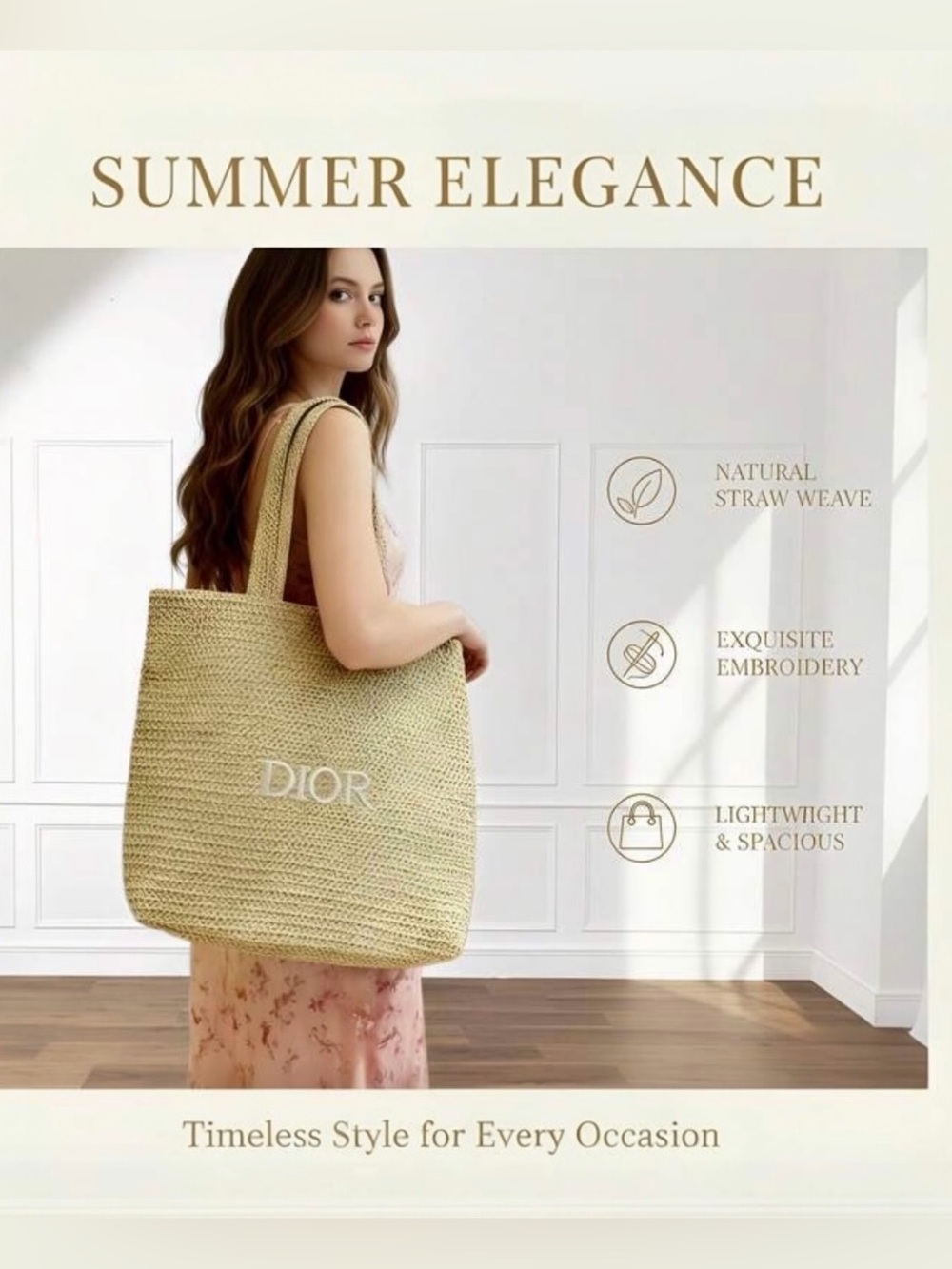 Christian Dior DIOR Woven Straw Tote Bag - Picture 3 of 5